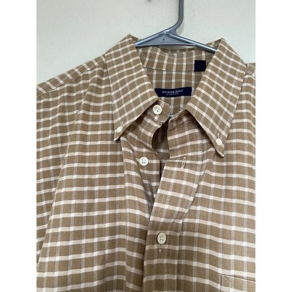 Burberry London Men’s Check Plaid Button Up Shirt Made In USA X Large - Picture 3 of 9